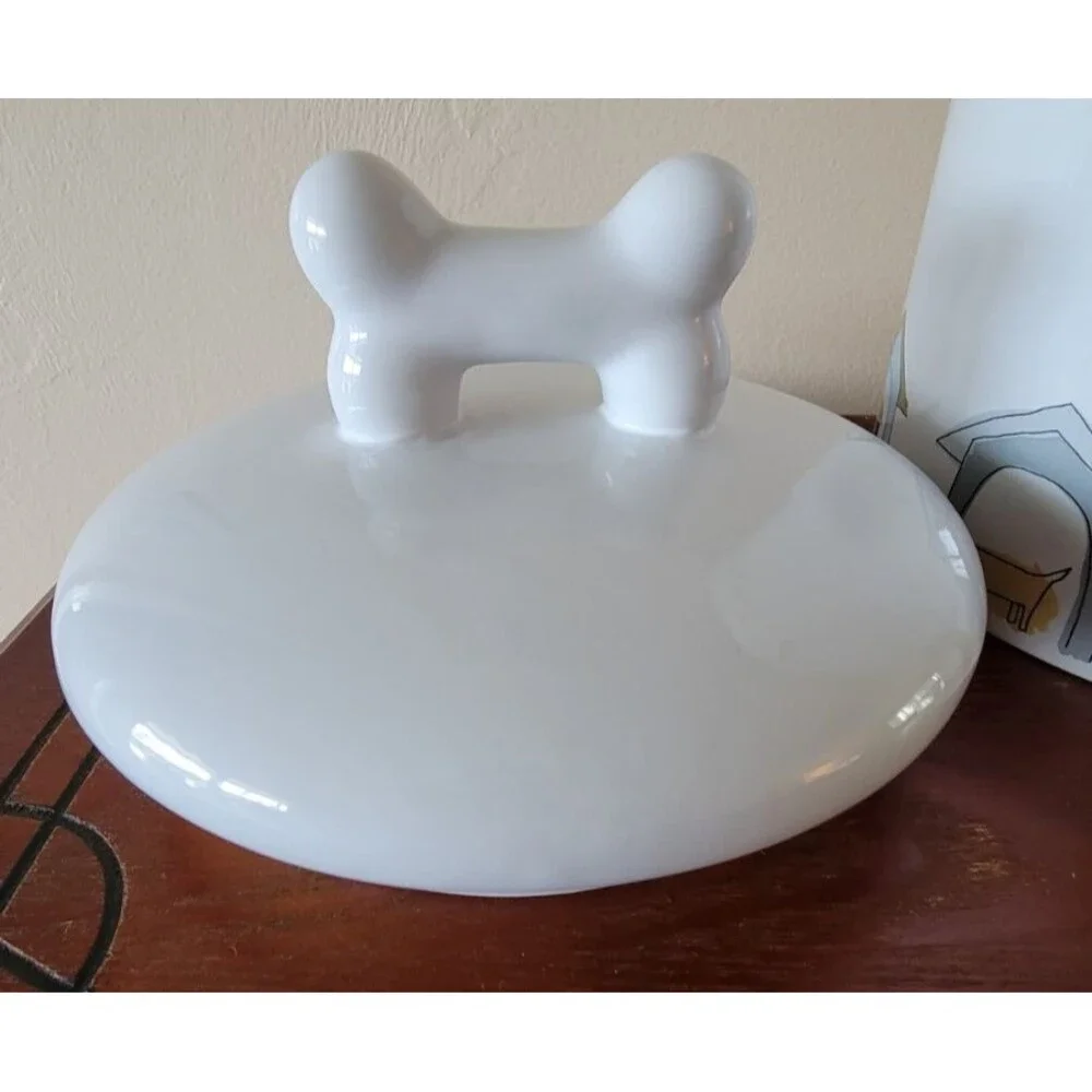 Signature Housewares Stoneware DOG TREAT  Jar Canister LID Bone Handle